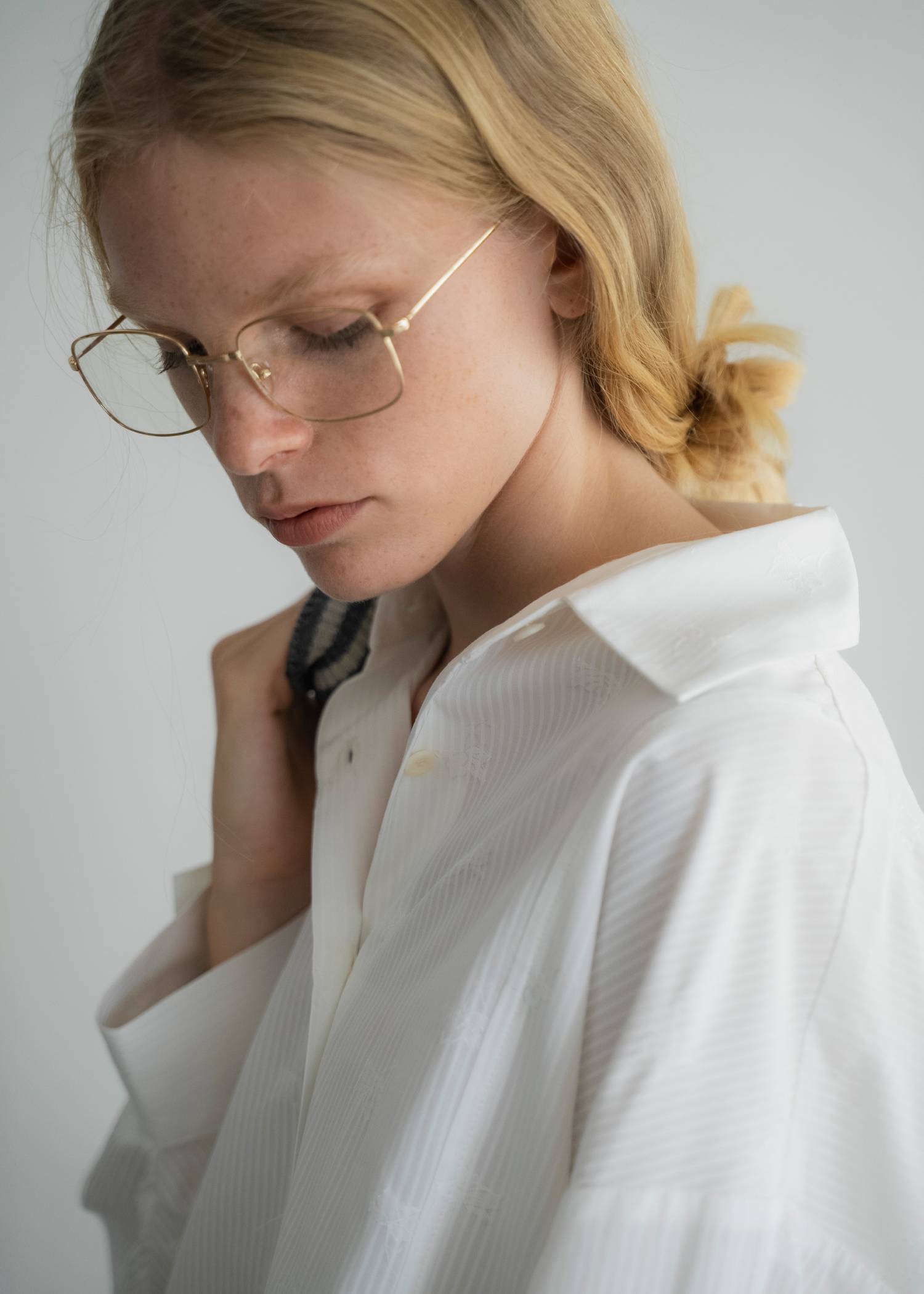 hem tab back volume cocoon stripe shirt