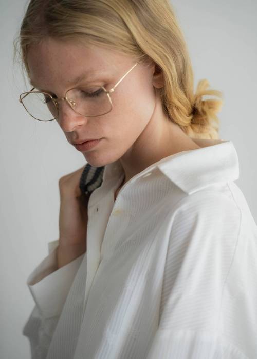 hem tab back volume cocoon stripe shirt