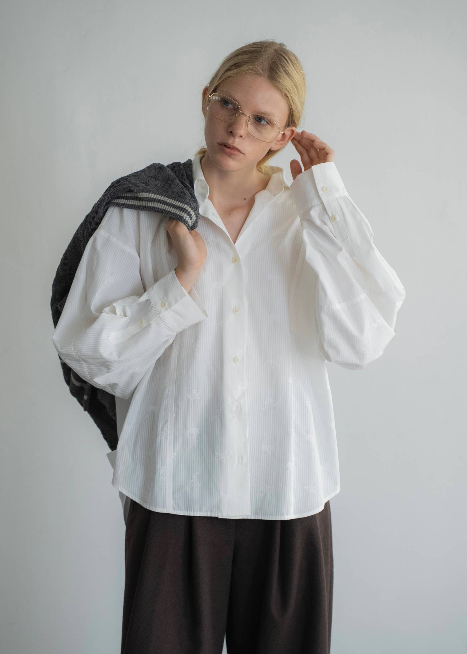hem tab back volume cocoon stripe shirt