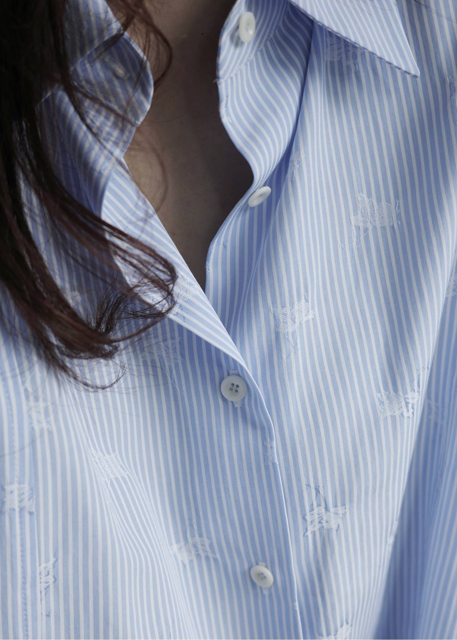 hem tab back volume cocoon stripe shirt