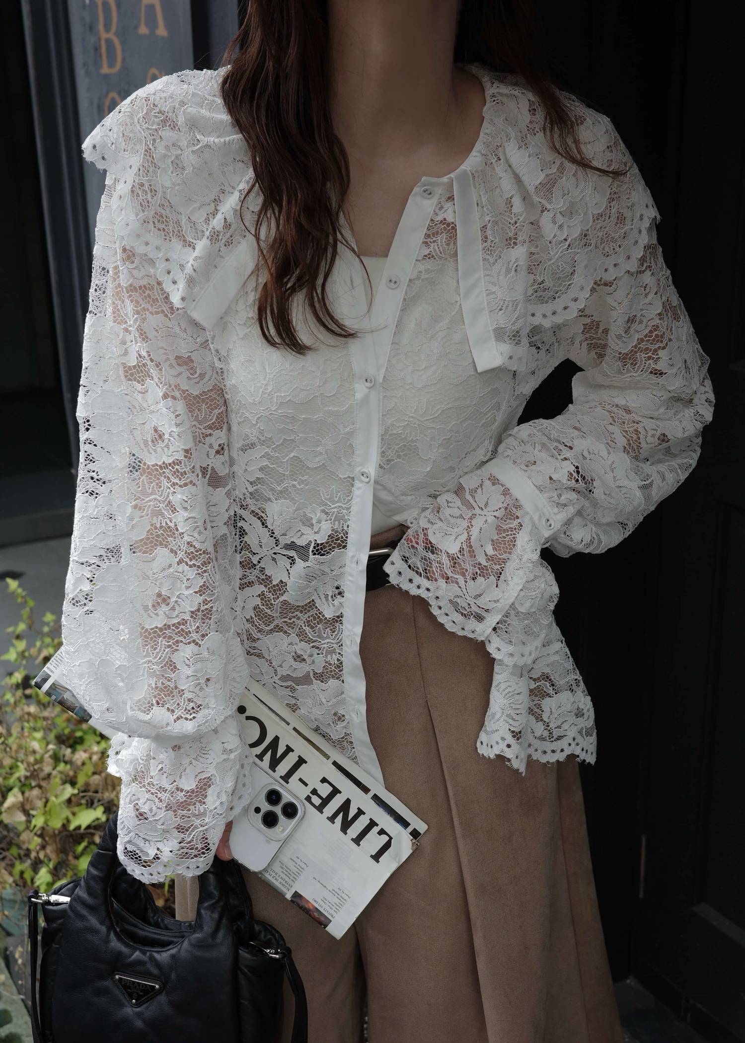 scallop all over lace candy sleeve BL