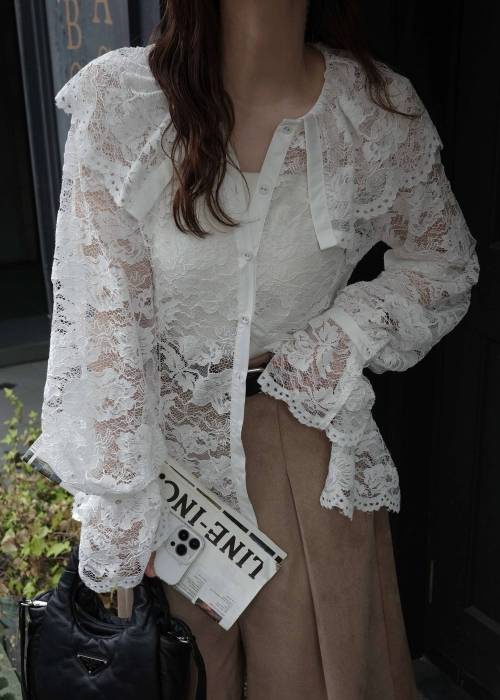 scallop all over lace candy sleeve BL