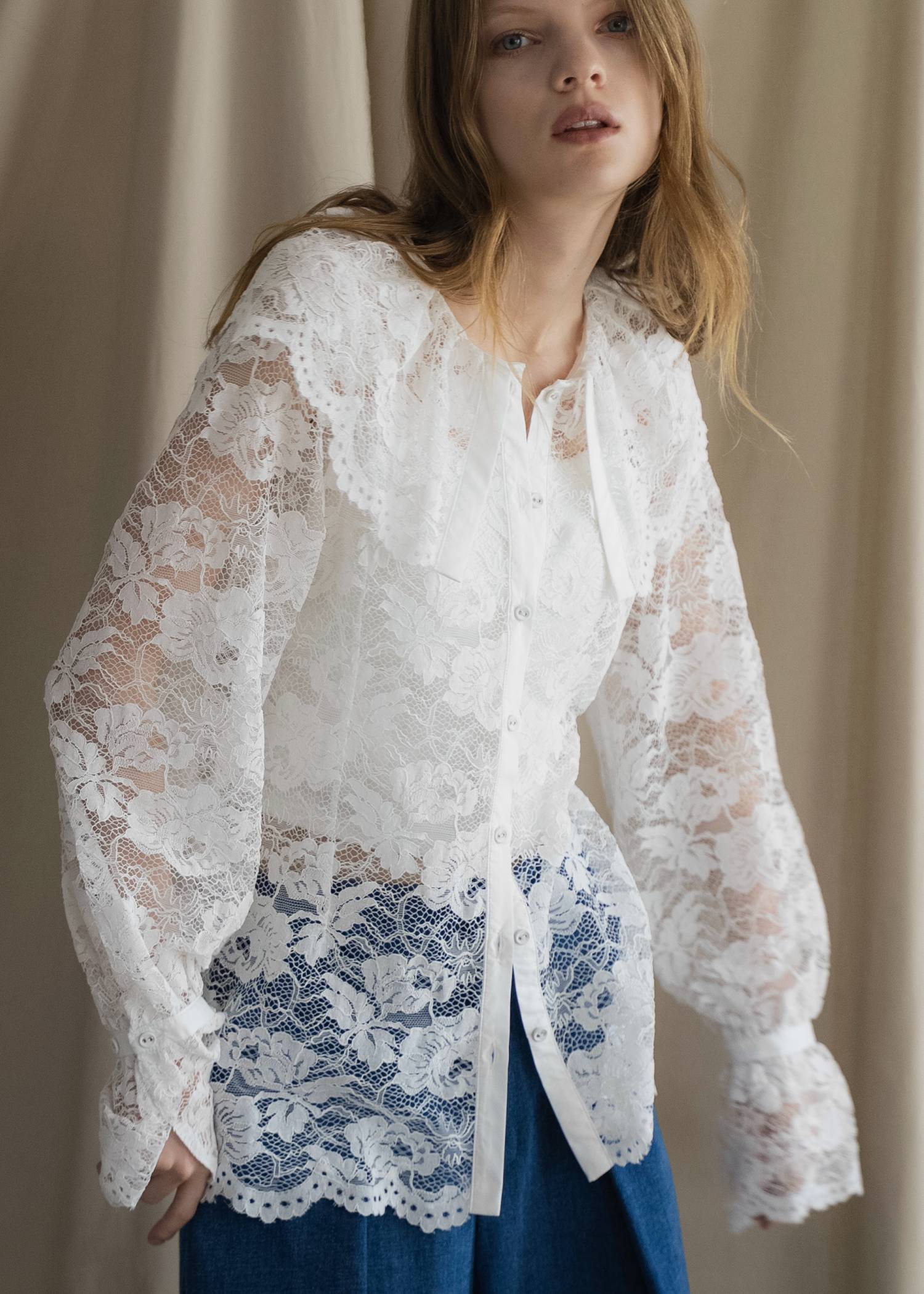 scallop all over lace candy sleeve BL