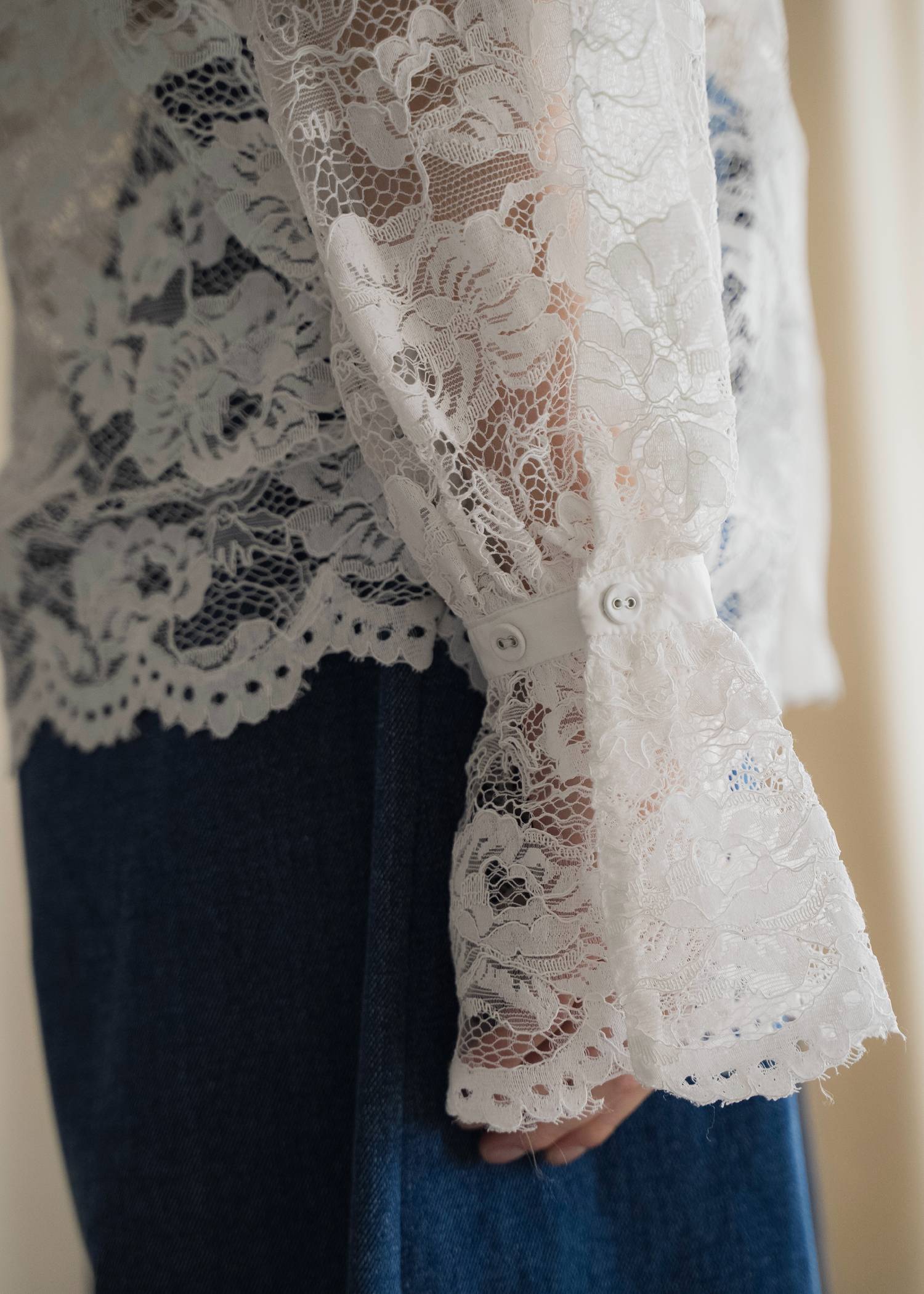 scallop all over lace candy sleeve BL
