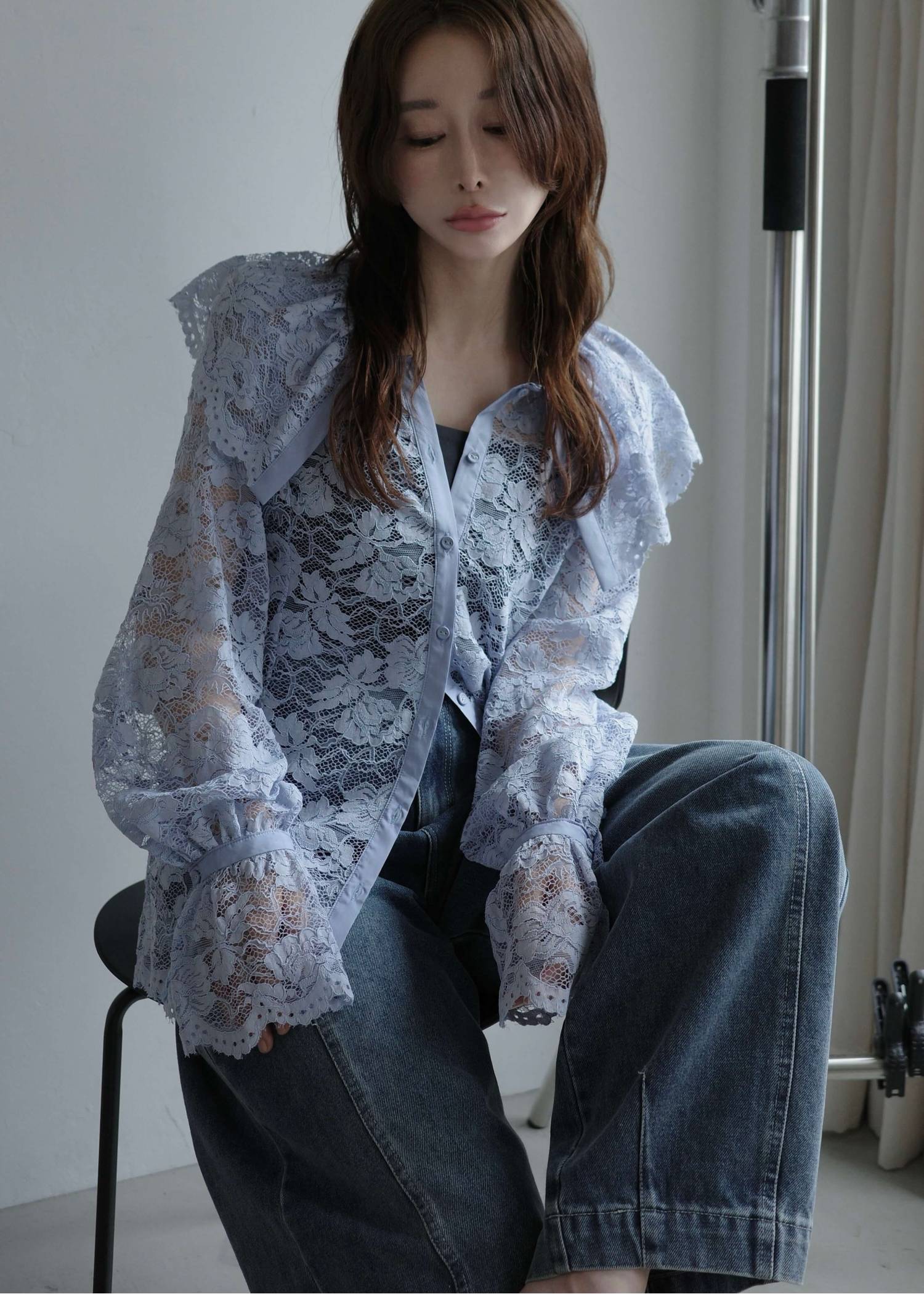 scallop all over lace candy sleeve BL