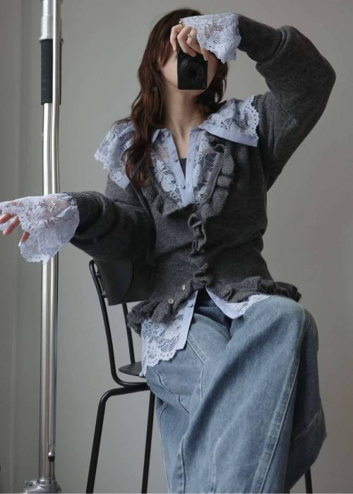 scallop all over lace candy sleeve BL