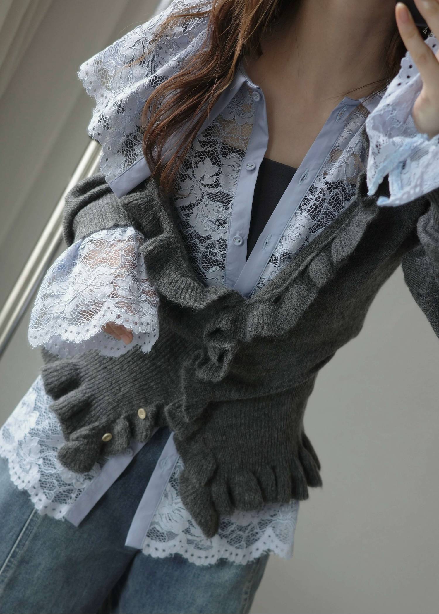 scallop all over lace candy sleeve BL