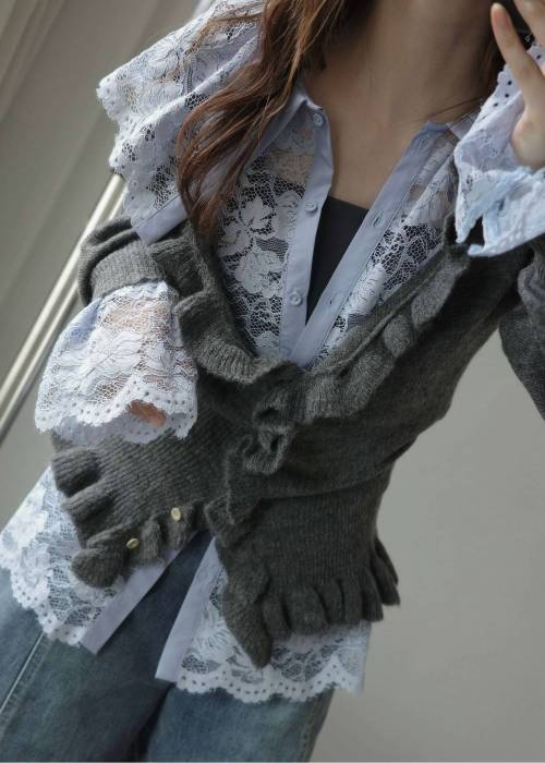 scallop all over lace candy sleeve BL