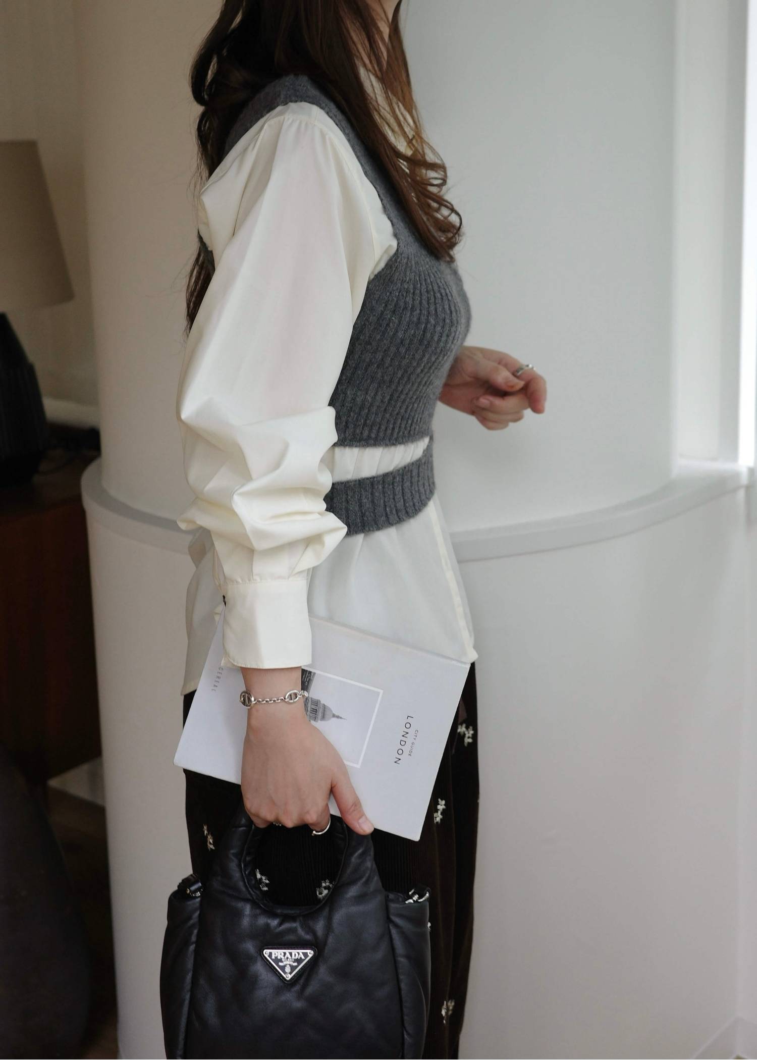 one shoulder knit fold collar docking SH