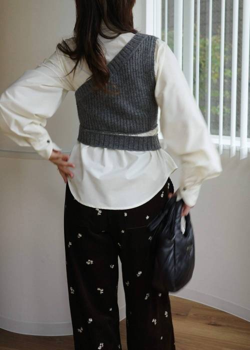 one shoulder knit fold collar docking SH