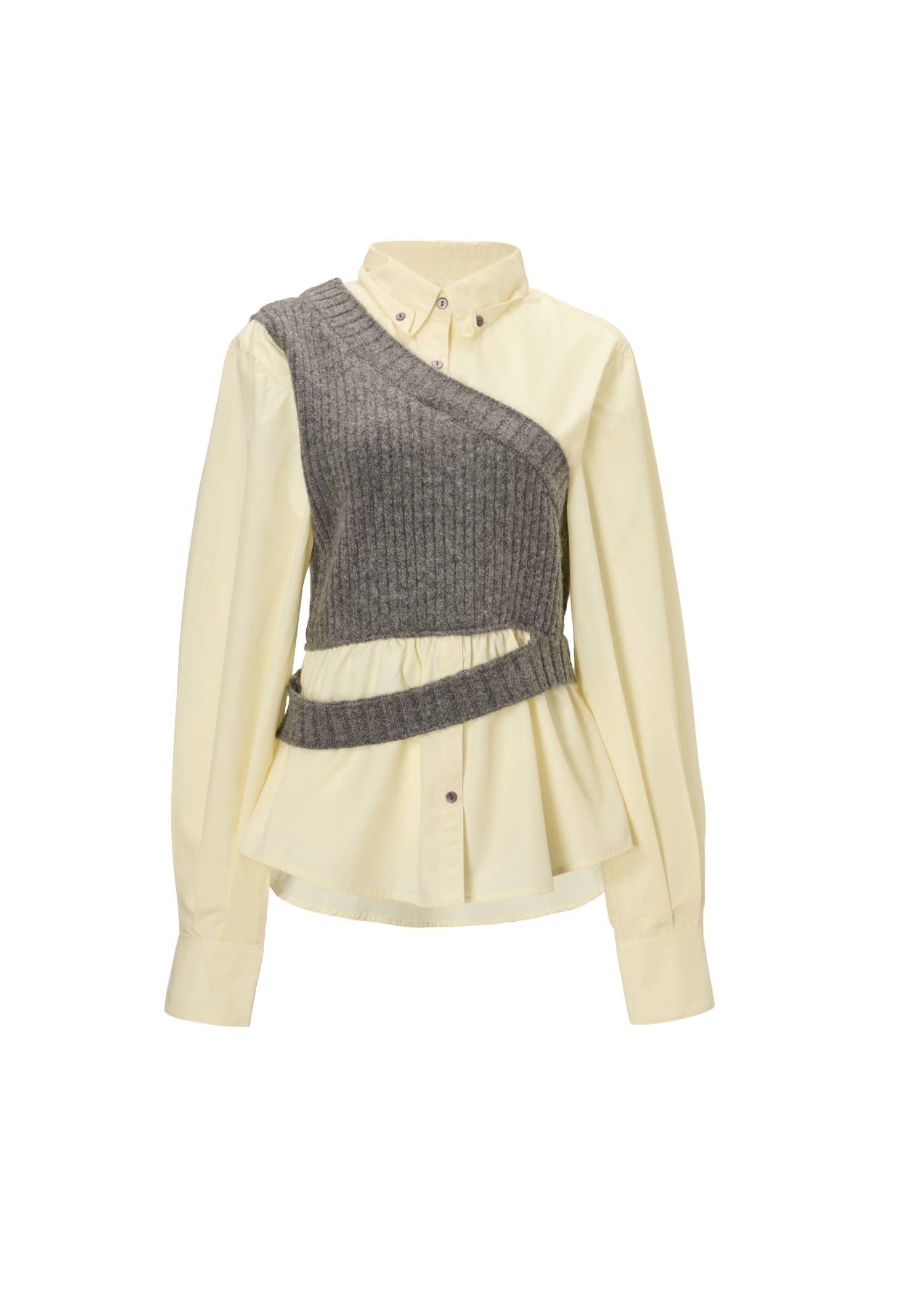 one shoulder knit fold collar docking SH