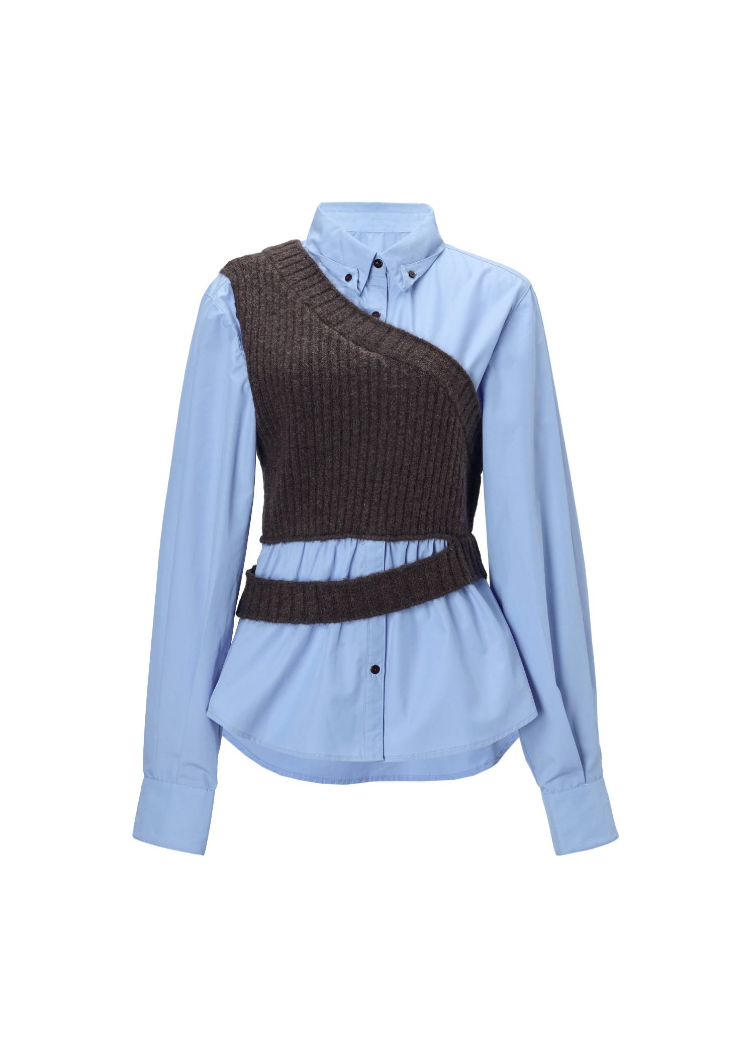 one shoulder knit fold collar docking SH