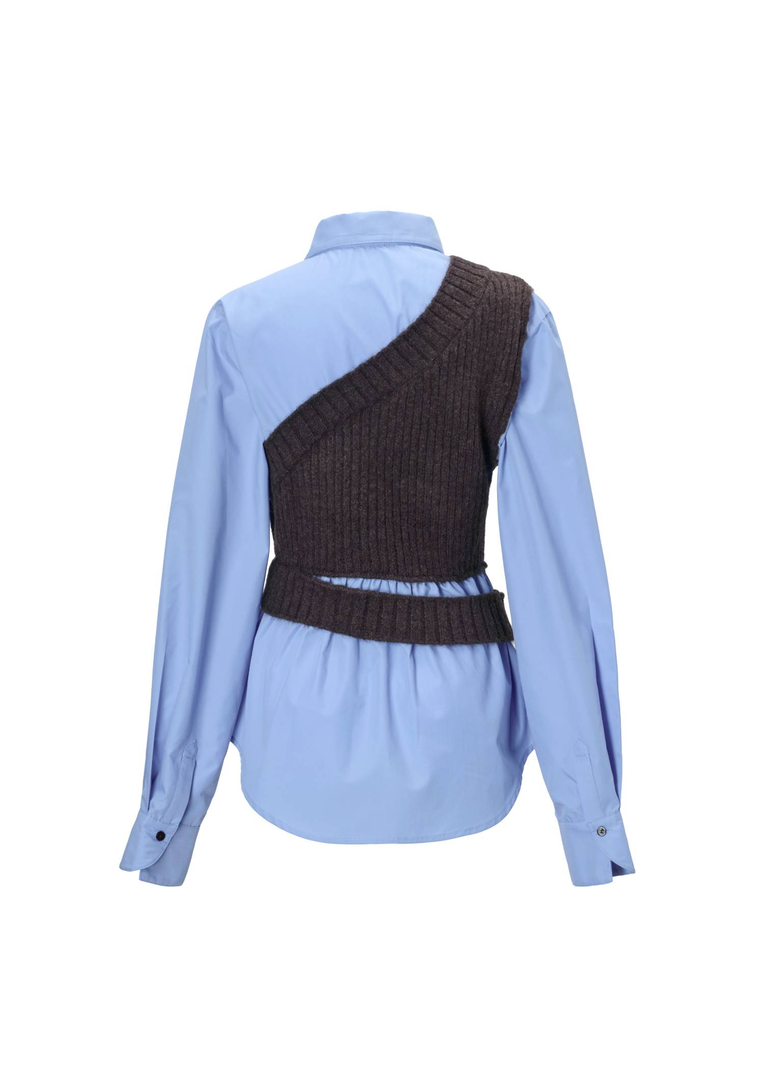 one shoulder knit fold collar docking SH