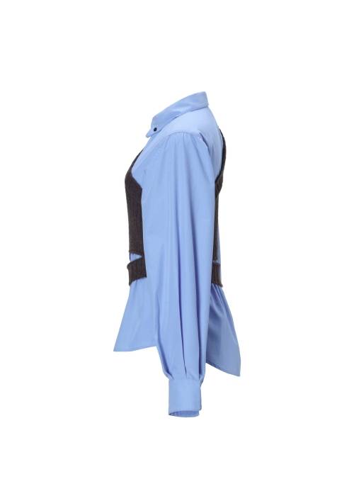 one shoulder knit fold collar docking SH