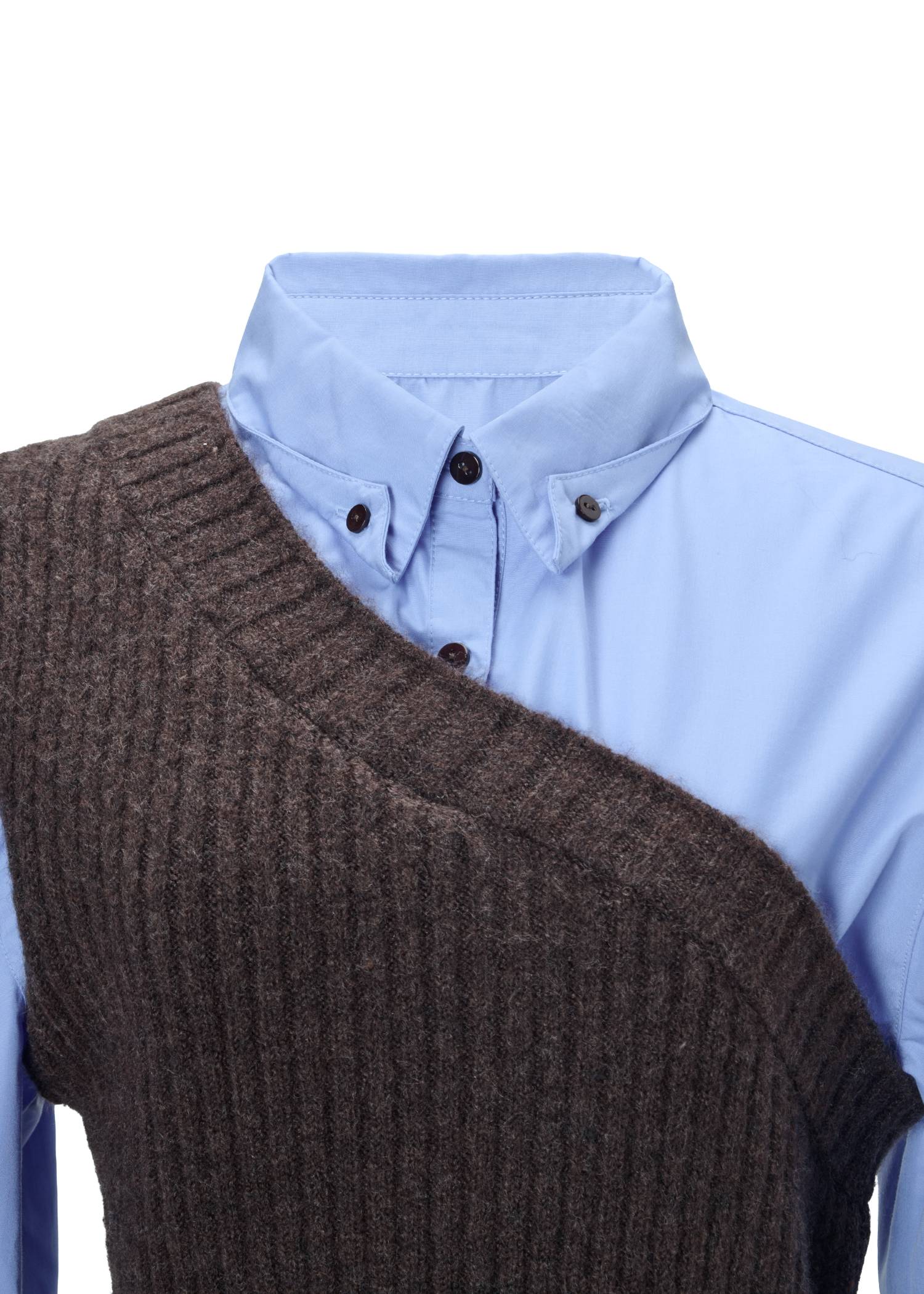 one shoulder knit fold collar docking SH