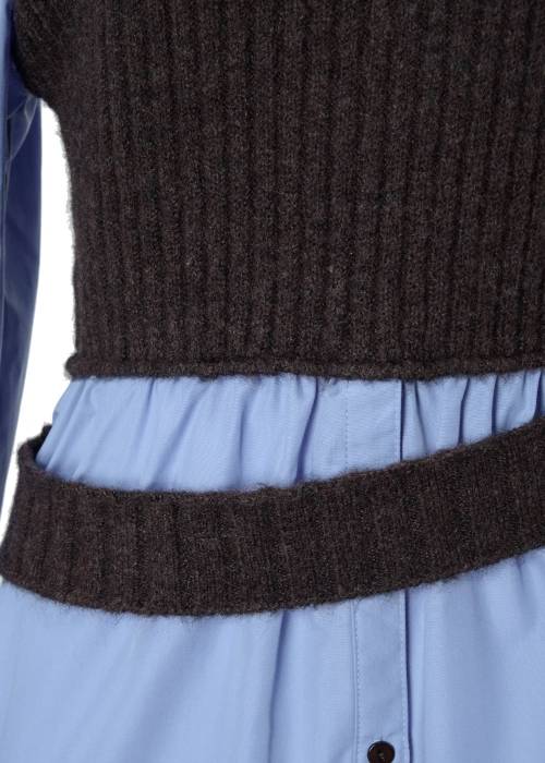 one shoulder knit fold collar docking SH