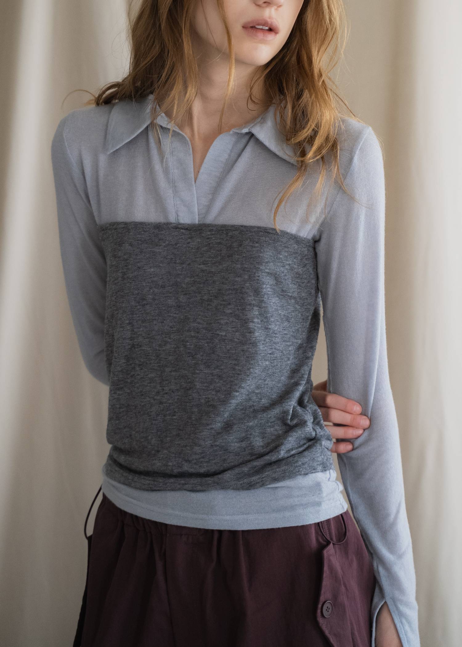 bustier layered skipper collar tops