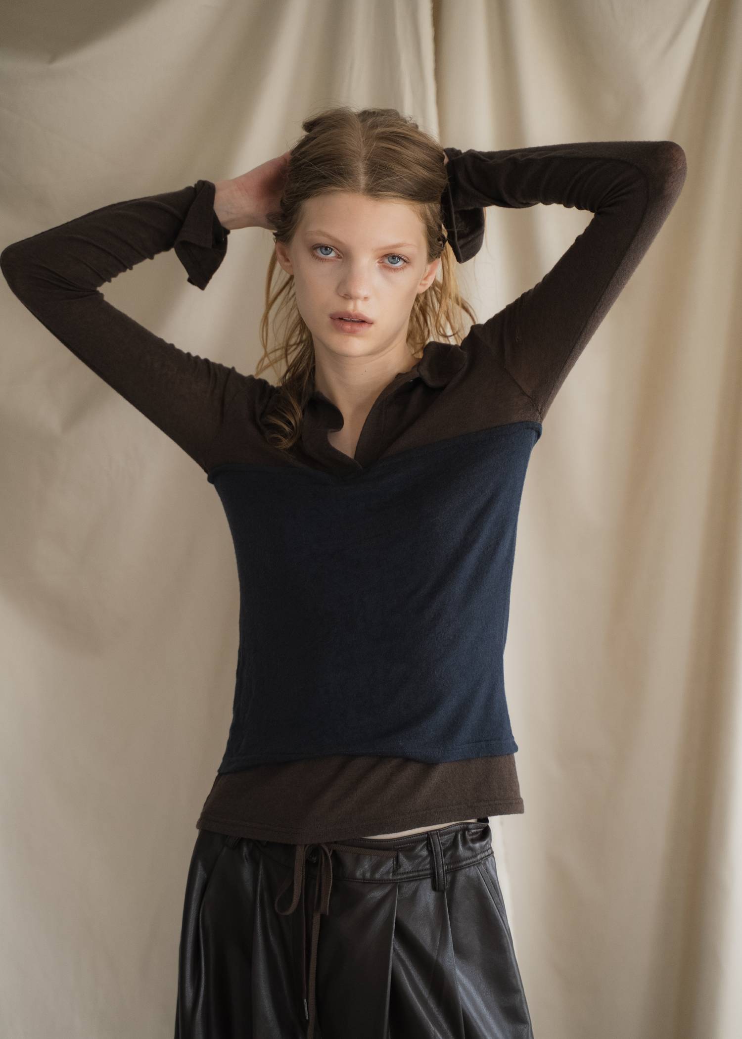 bustier layered skipper collar tops