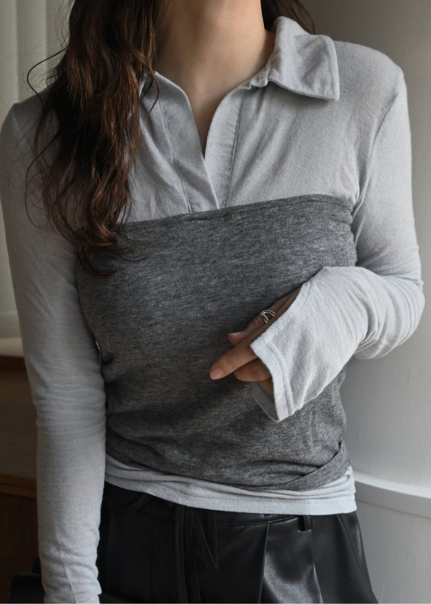 bustier layered skipper collar tops