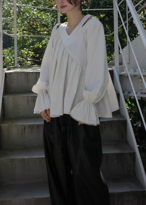 asymmetry open shoulder gather BL