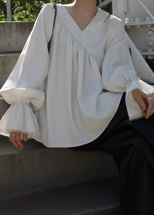 asymmetry open shoulder gather BL