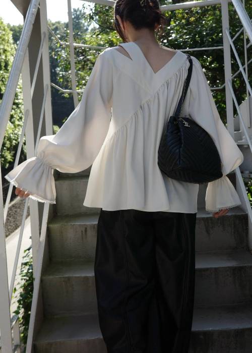 asymmetry open shoulder gather BL