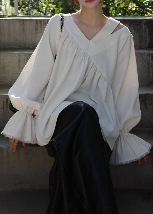asymmetry open shoulder gather BL