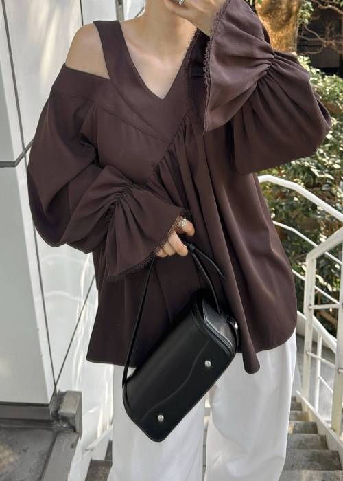 asymmetry open shoulder gather BL