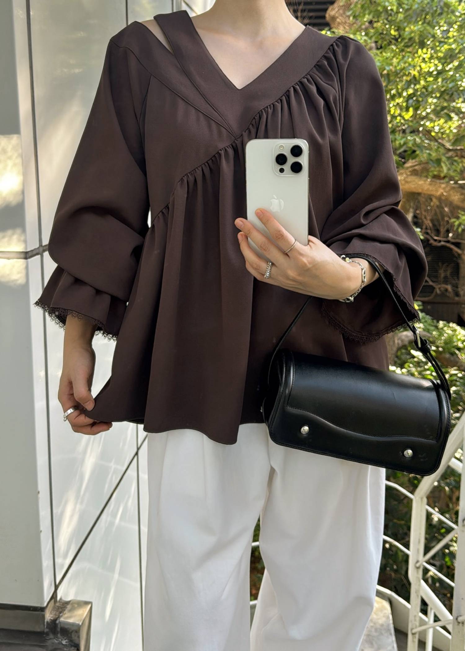 asymmetry open shoulder gather BL