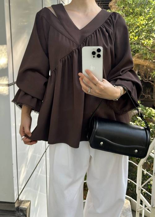 asymmetry open shoulder gather BL