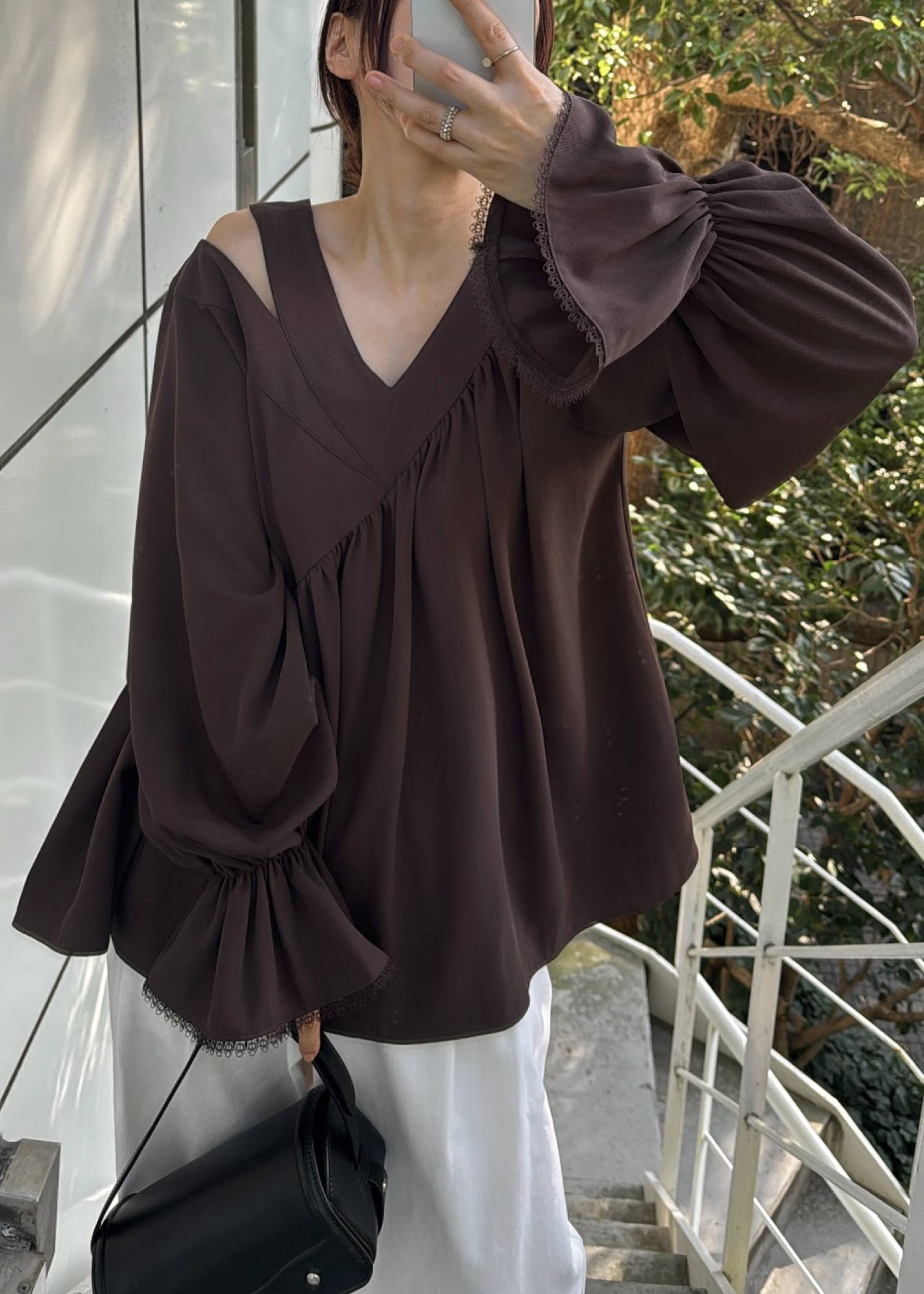 asymmetry open shoulder gather BL