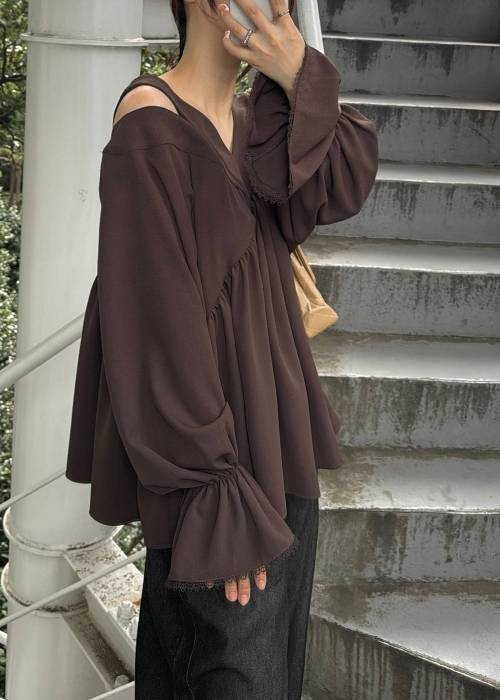 asymmetry open shoulder gather BL