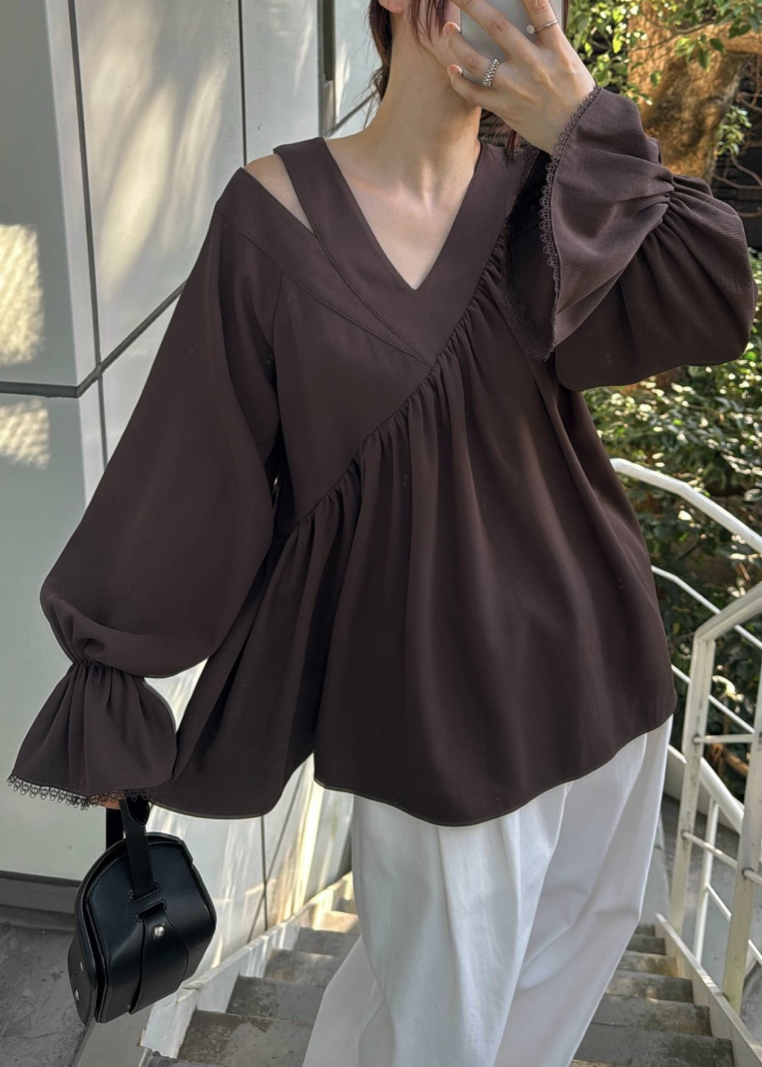 asymmetry open shoulder gather BL