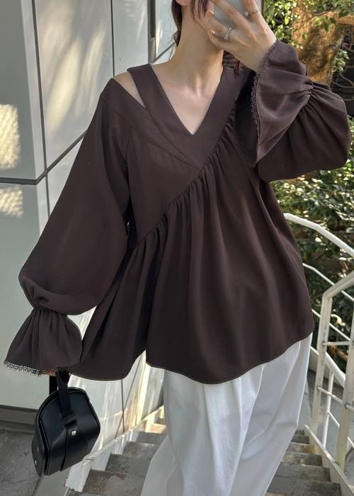 asymmetry open shoulder gather BL