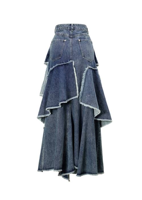 random tiered frill denim SK