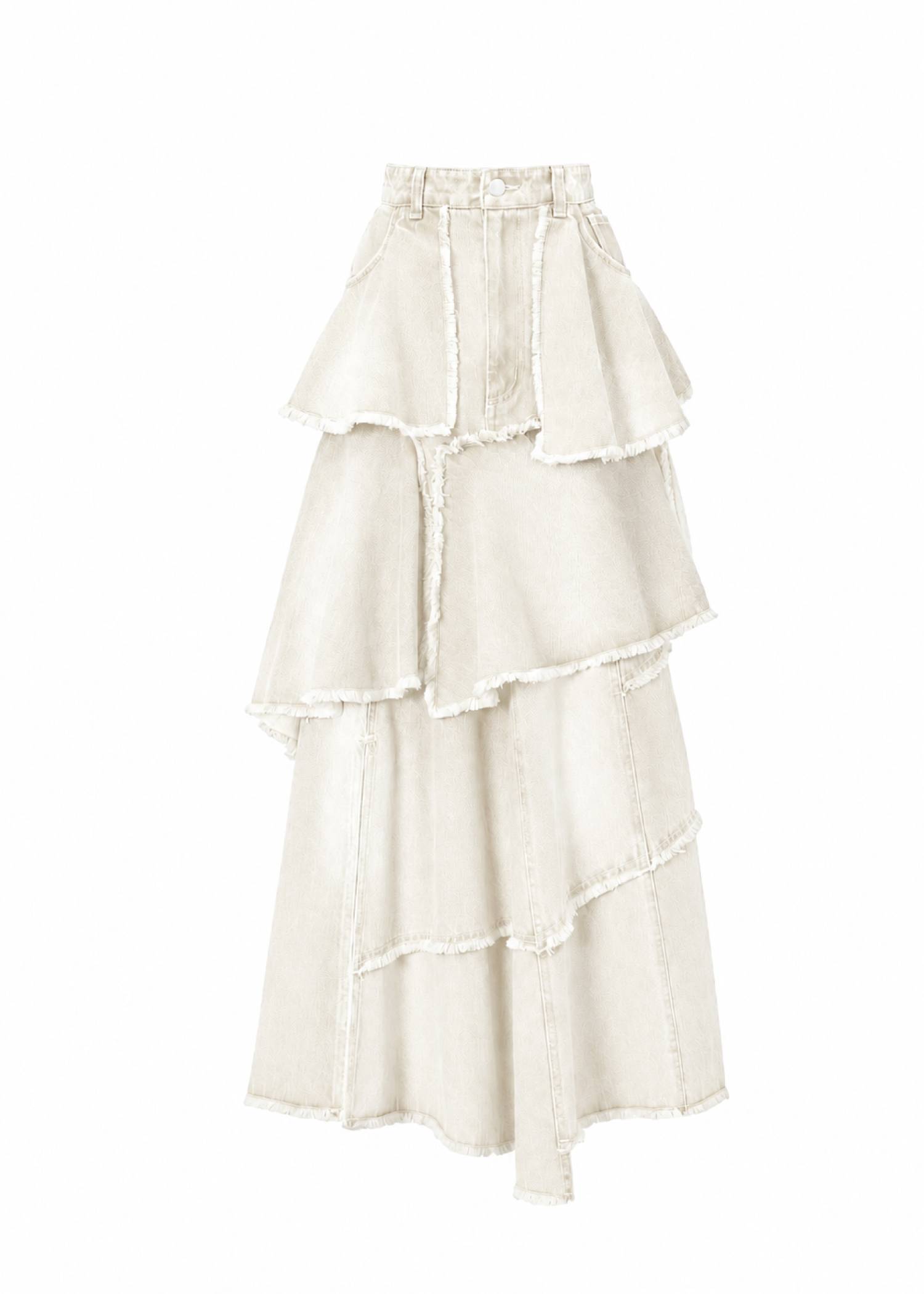 random tiered frill denim SK