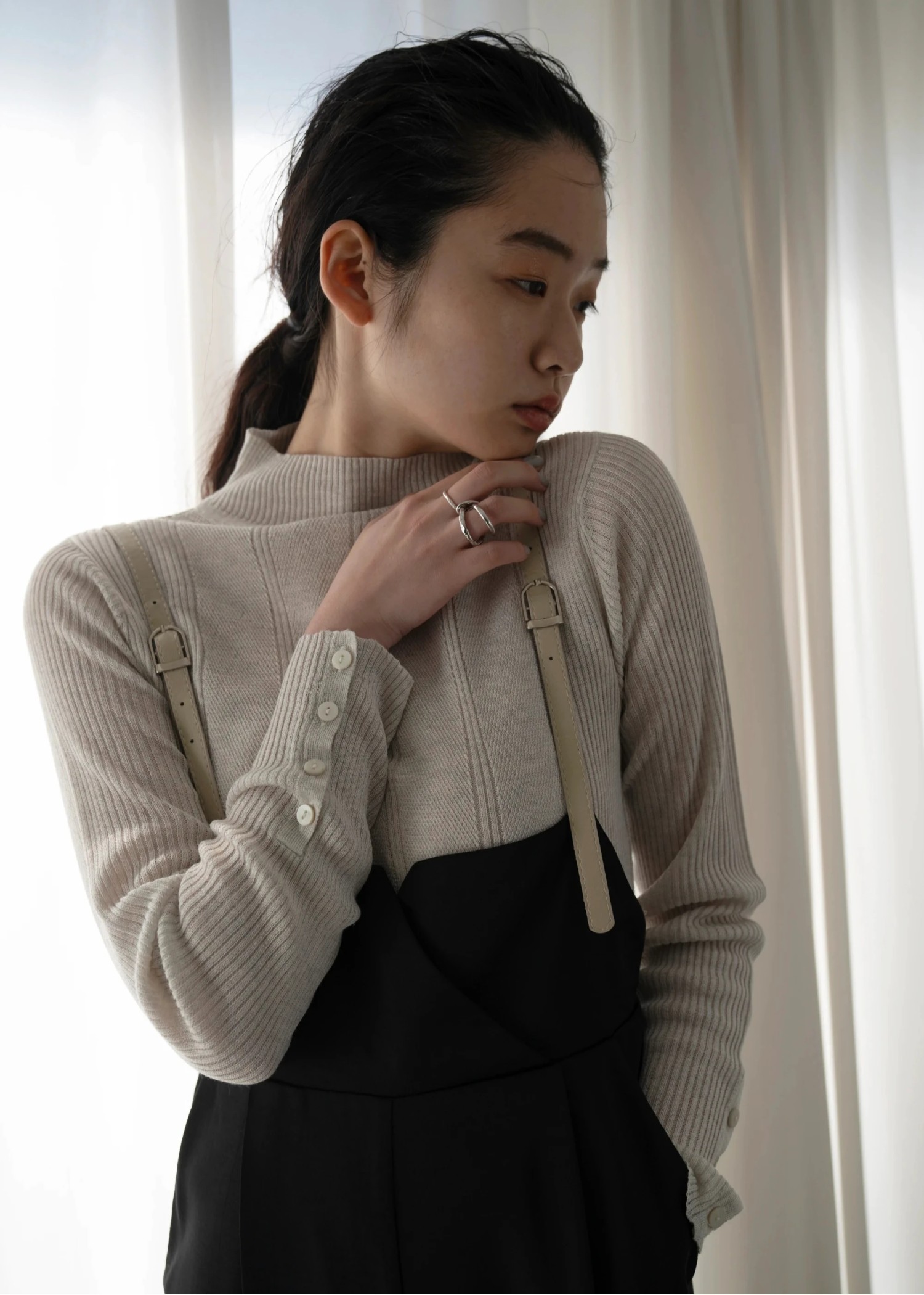 leather suspender satin PT