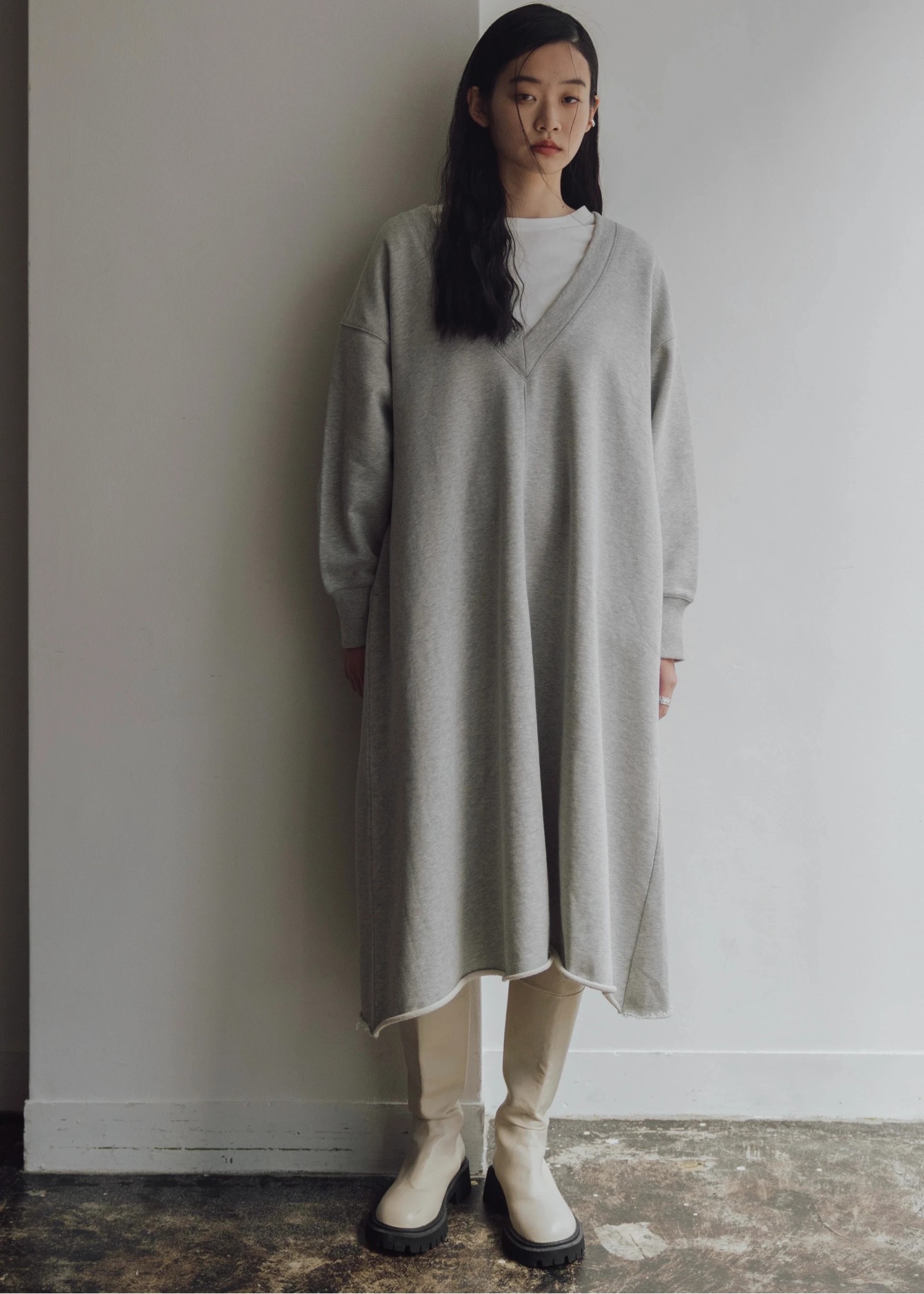 deep v neck 2way sweat OP