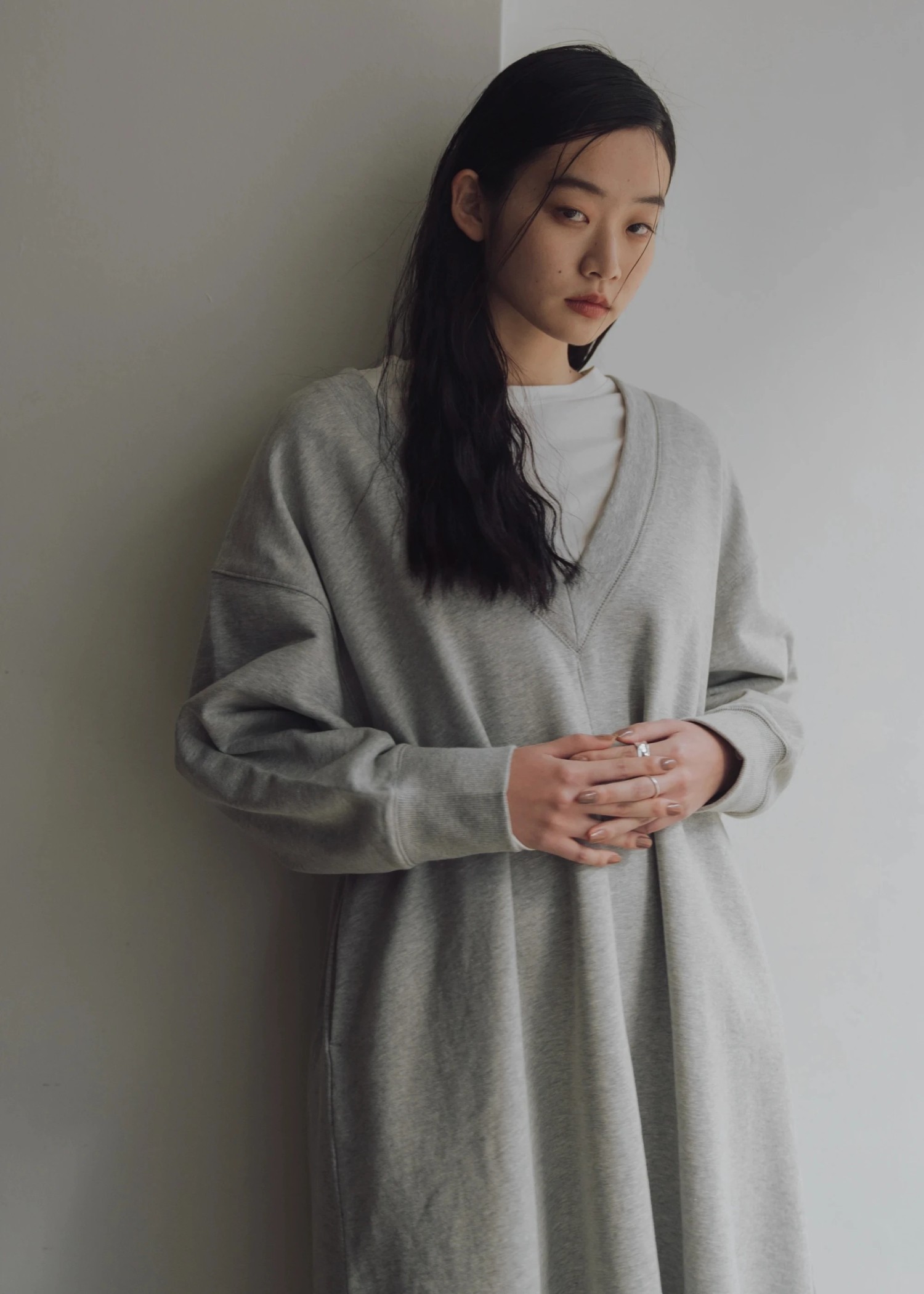 deep v neck 2way sweat OP