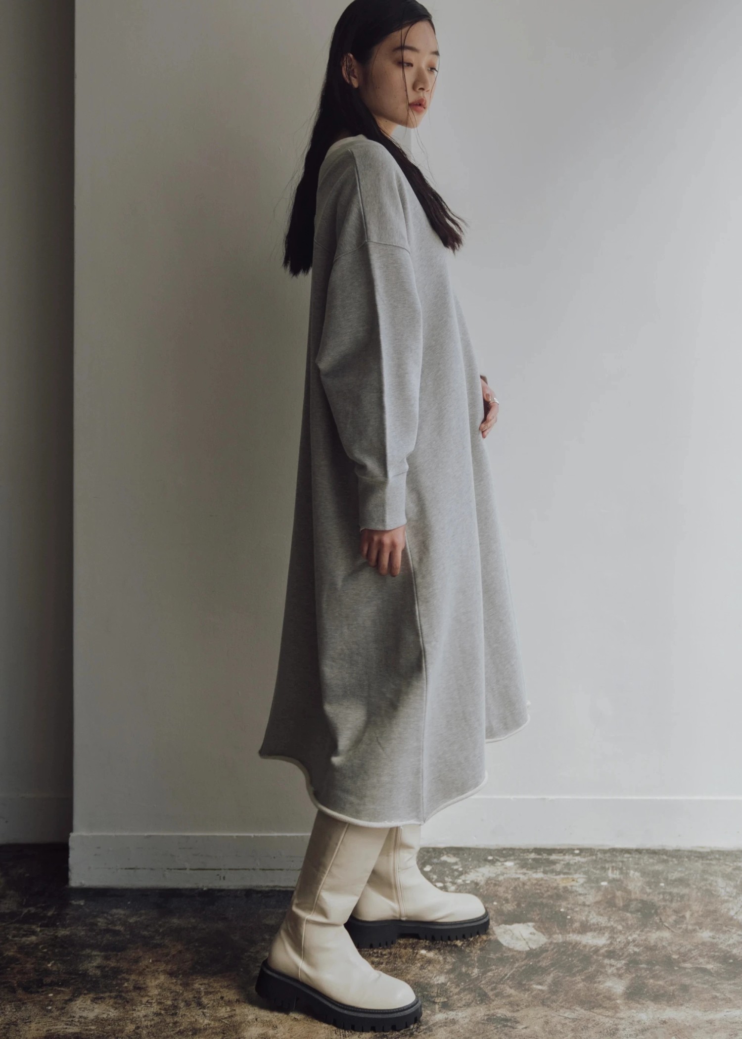 deep v neck 2way sweat OP