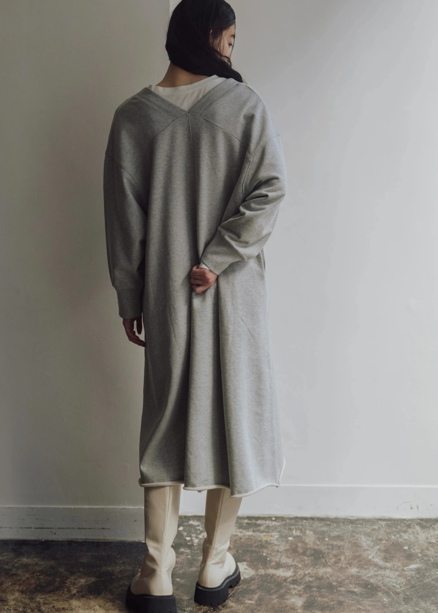 deep v neck 2way sweat OP