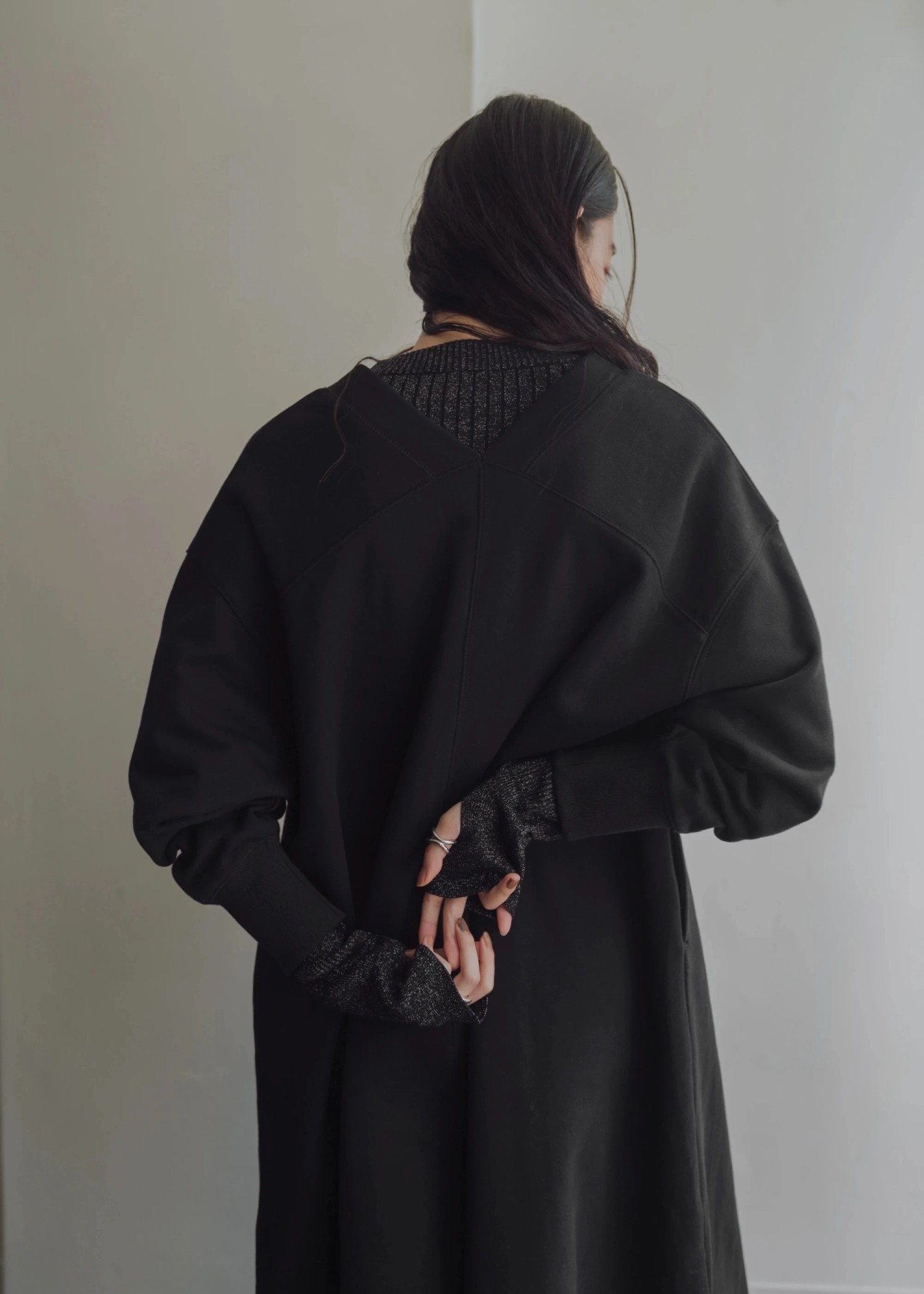 deep v neck 2way sweat OP