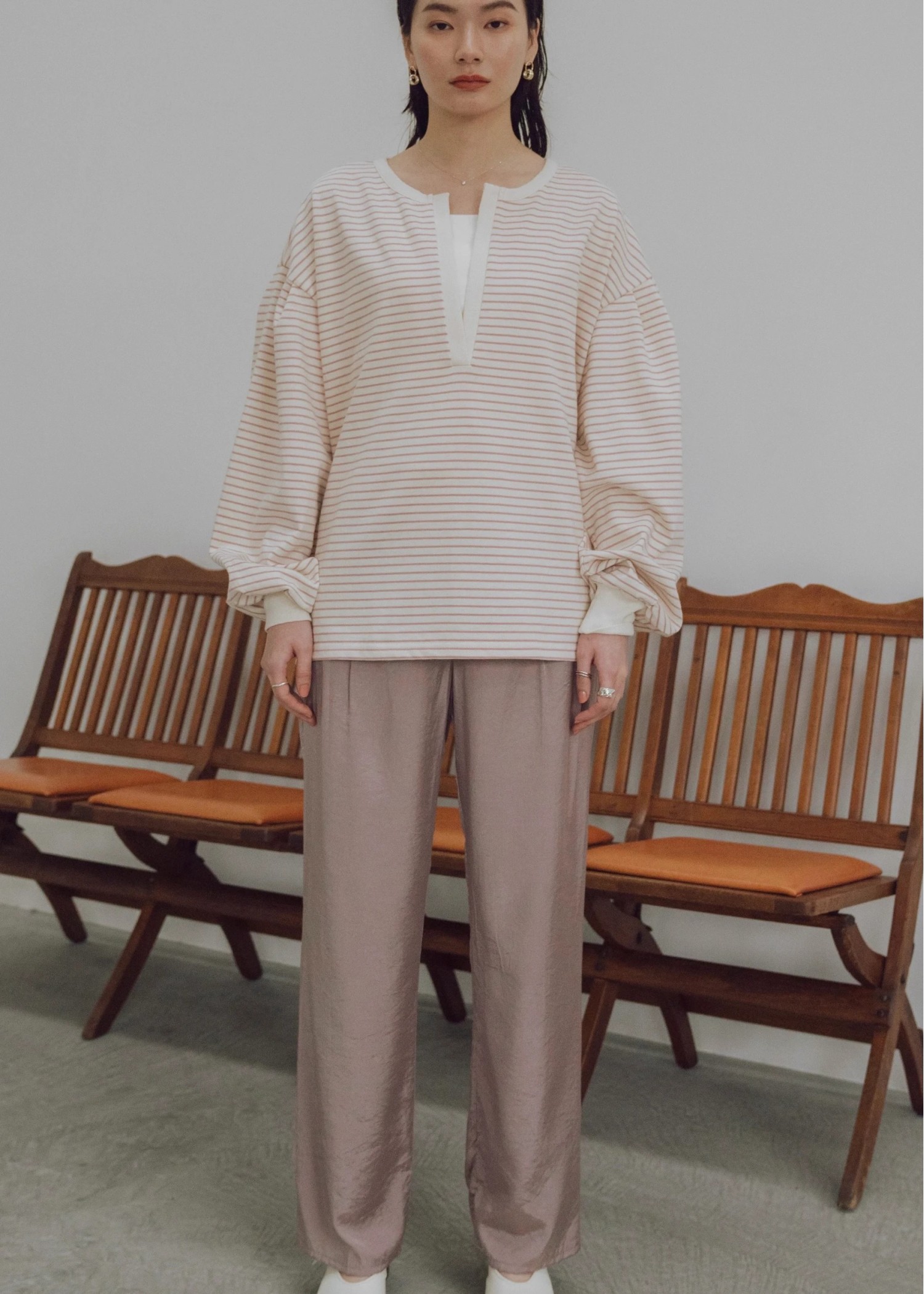 shiny chambray double tuck PT