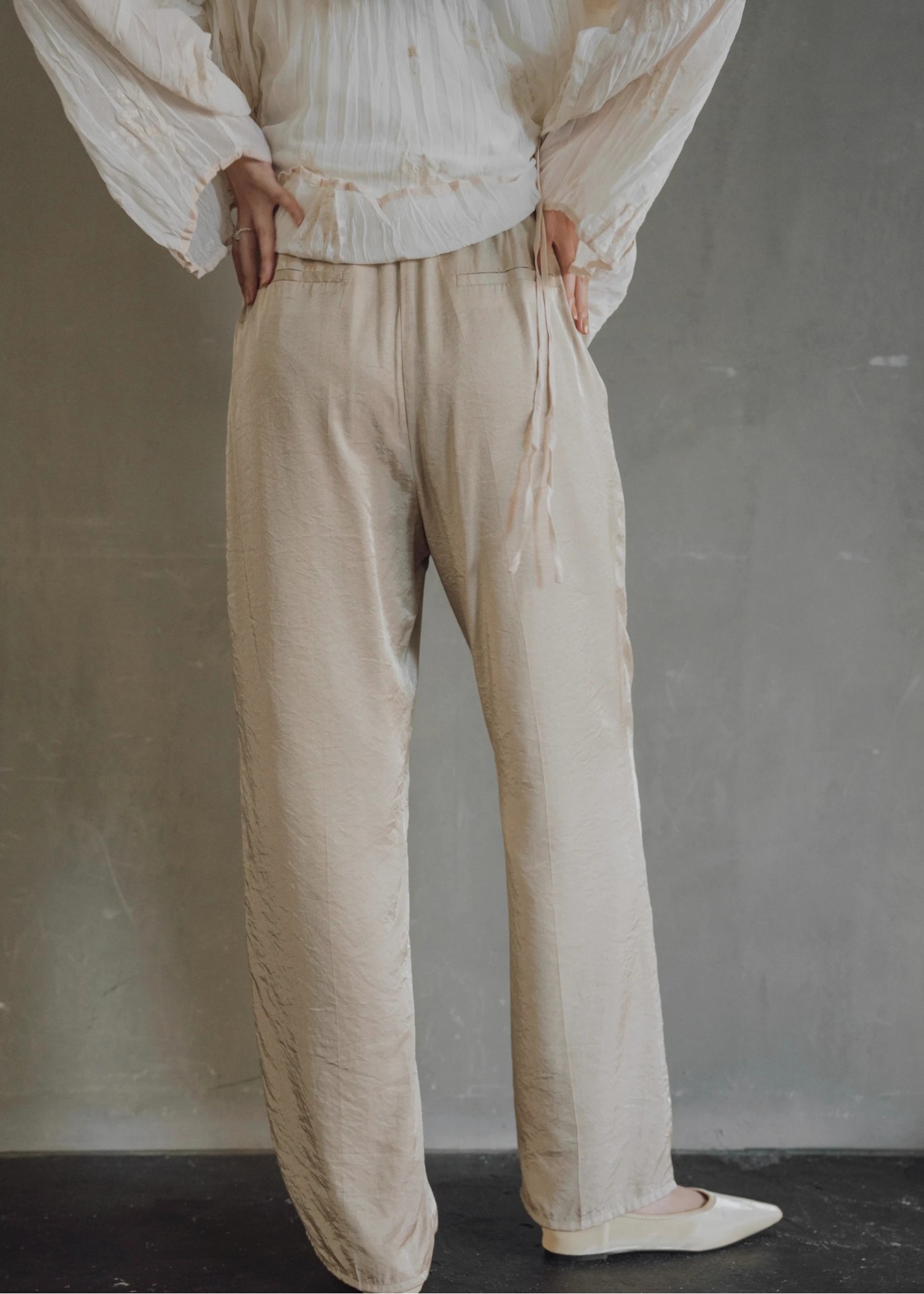 shiny chambray double tuck PT