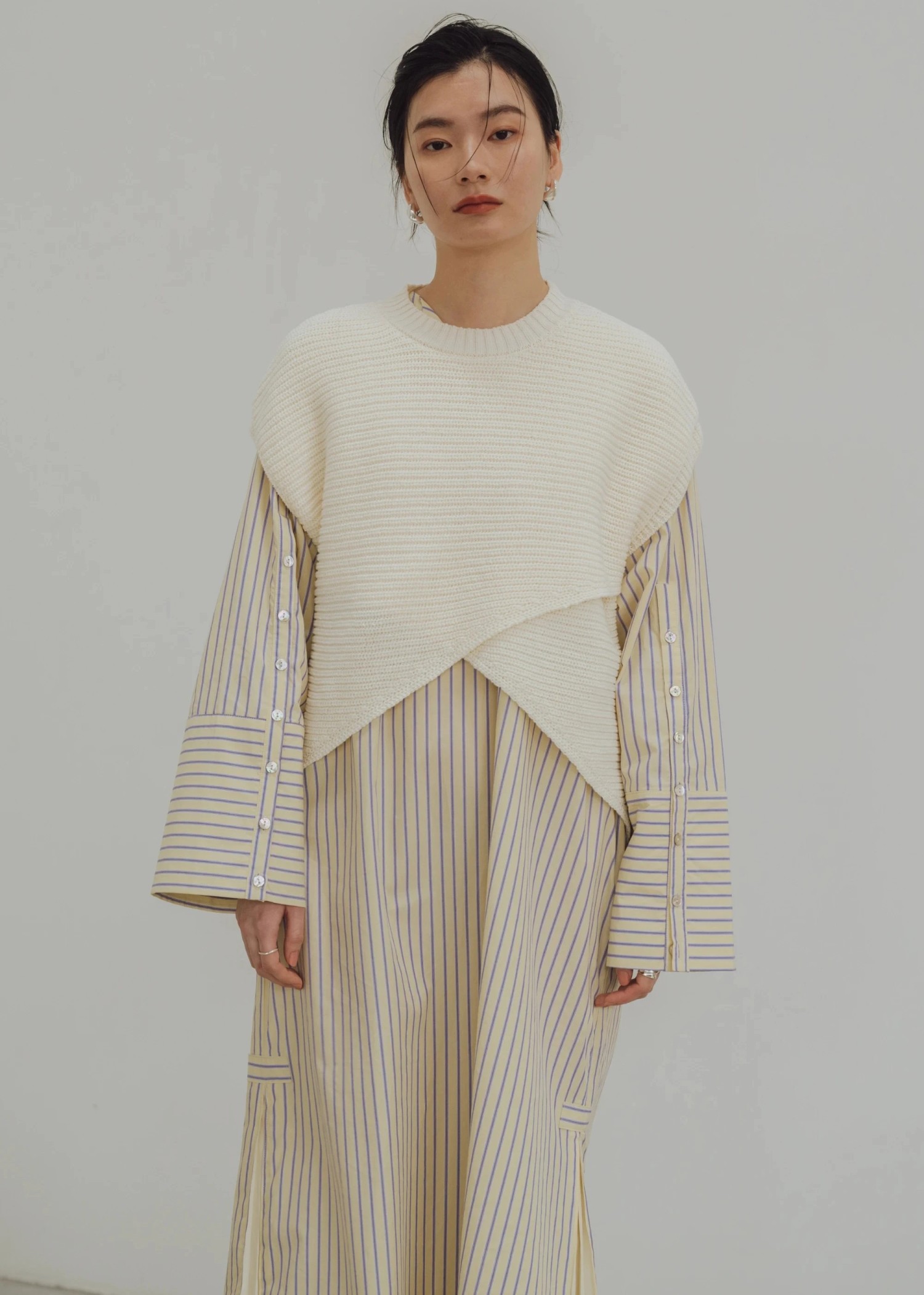 layered asymmetry knit vest