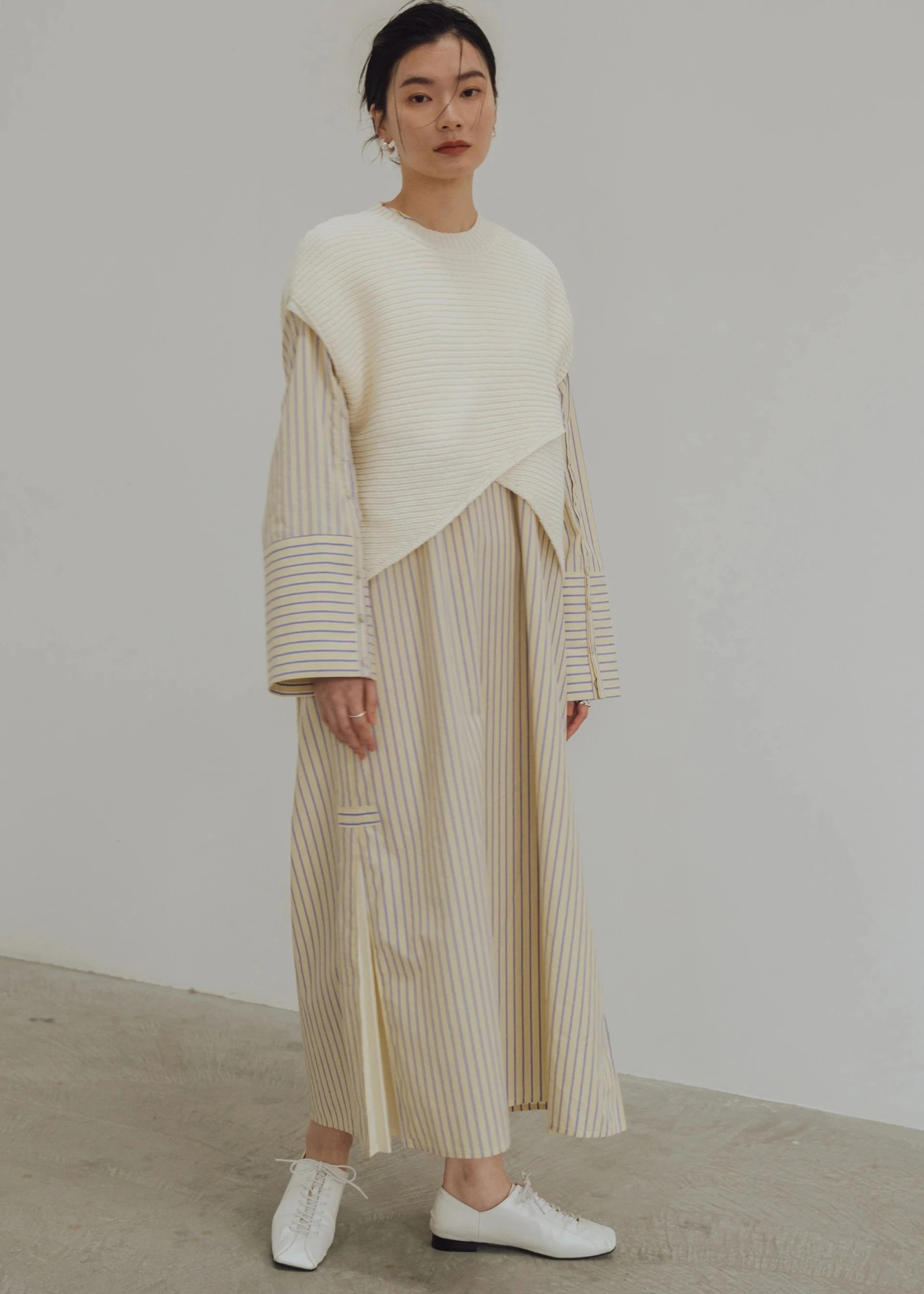 layered asymmetry knit vest