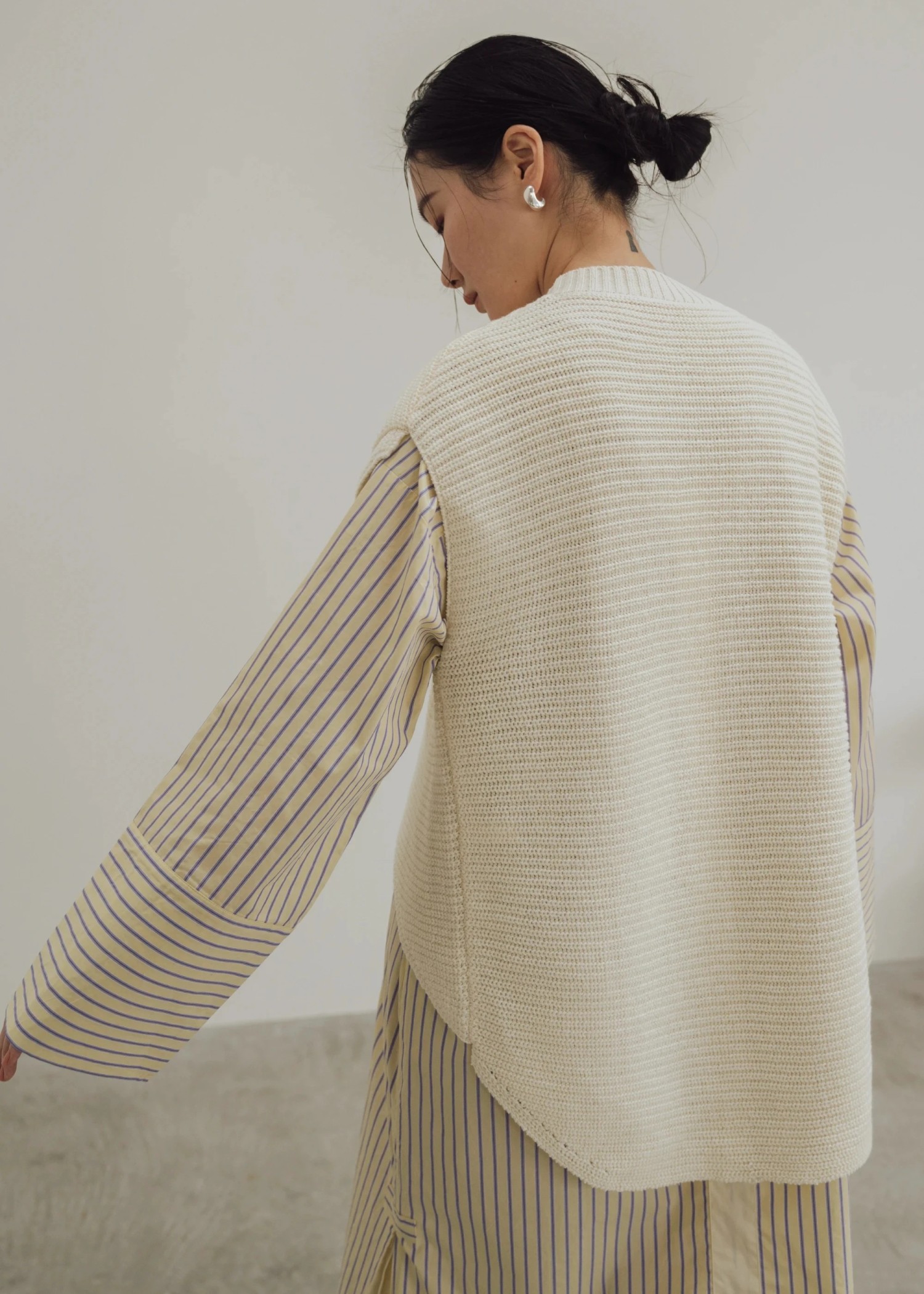 layered asymmetry knit vest