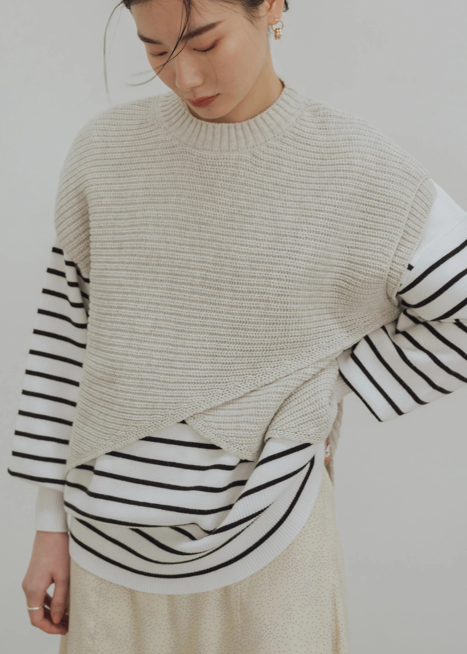 layered asymmetry knit vest