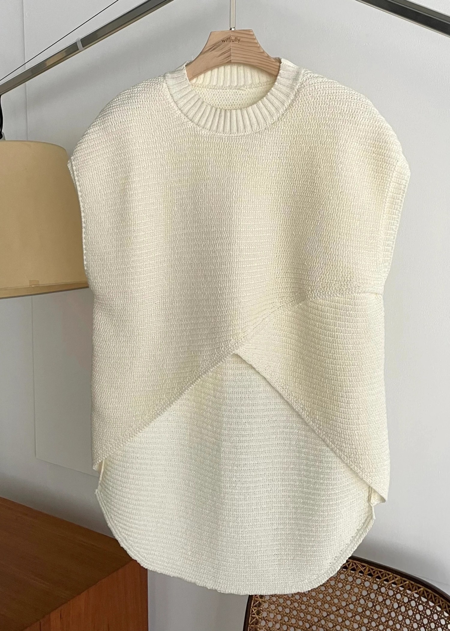 layered asymmetry knit vest