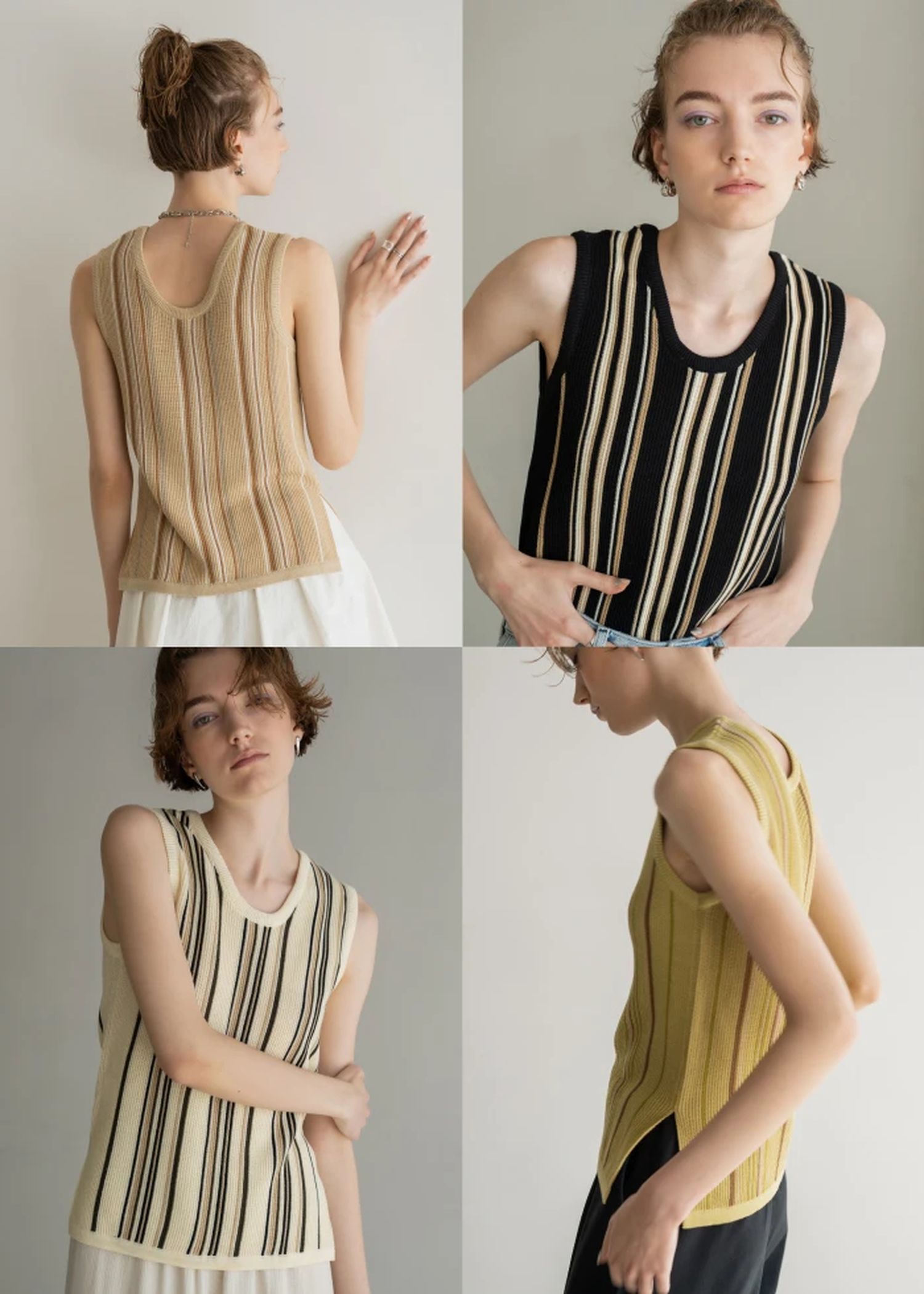 random multi stripe 2way knit tank top